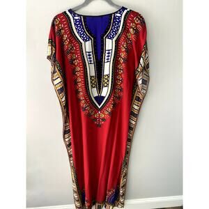 Womans African Tribal Cotton Maxi Kaftan Dress